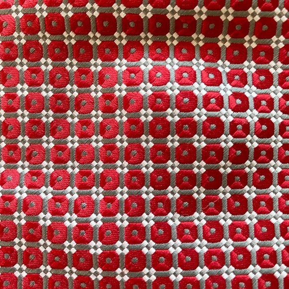 ALEXANDER JULIAN COLOURS Men's Red/Silver Check Handmade Polyester Necktie sz OS - Picture 4 of 9